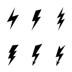 black and white lightning bolt icons on a white background illustration for web design or print