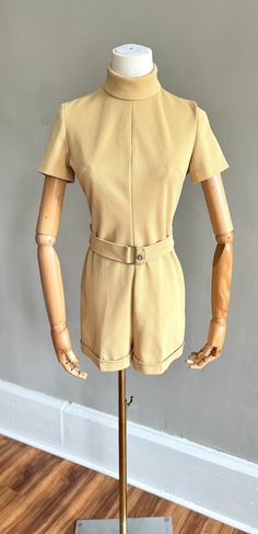 Vintage 1970s Turtleneck Shorts Romper & Vest 2 Pc Set / Mod Gogo / Sz Sm Med - Etsy Vintage Summer Jumpsuits And Rompers For Work, Vintage Jumpsuits And Rompers For Summer Workwear, Retro Summer Jumpsuits And Rompers For Work, Retro Summer Workwear Jumpsuits And Rompers, Vintage Fitted Short Sleeve Jumpsuits And Rompers, 1970s Style Fitted Mini Dress, 1970s Shorts, 1960s Playsuit, Fitted 1970s Mini Dress