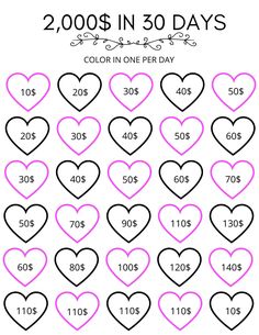 valentine's day printables with hearts in pink, black and white colors