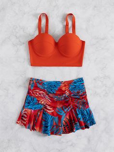 Elevate your beach game with this stunning high-waisted bikini set. The beautiful floral print and red color make it the perfect addition to your summer wardrobe. The included skirt provides extra coverage and adds a flirty touch to the overall look. The soft polyester and spandex blend ensures a comfortable fit, while the built-in padding provides support and coverage. Get ready to turn heads and feel confident in this must-have swimsuit. Designed by Thekittenpark Swimsuits Skirt, Swimsuit Skirt, Skirted Swimsuit, Women Bathing, Push Up Swimsuit, Swimwear Women, Sleeveless Long Dress, Beach Maxi Dress, Womens Bathing Suits