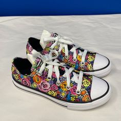 Converse All Stars Youth Floral Shoes Size 13 Low Sneakers New! Playful Multicolor Spring Sneakers, Playful Multicolor Round Toe Sneakers, Multicolor Skate Shoes With Rubber Sole For Spring, Multicolor Rubber Sole Skate Shoes For Spring, Playful Multicolor Sneakers With Rubber Sole, Colorful Fun Sneakers For Spring, Multicolor Non-slip Slip-on Sneakers, Spring Low-top Skate Shoes For School, Fun Non-slip Low-top Sneakers