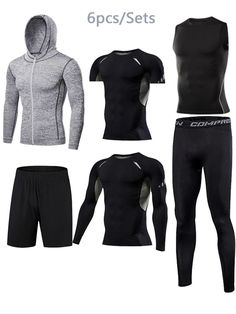 Elevate your workout wardrobe with our high-quality gym fitness clothing. Designed to provide maximum comfort and style, our collection will keep you looking and feeling your best during any workout. Made with breathable materials, our fashionable pieces are perfect for even the sweatiest of sessions. Upgrade your gym wardrobe today! Gray Fitted Sports Sets, Fitted Gray Sports Sets, Gray Fitted Sports Set, Gray Fitted Sportswear Sets, Functional Moisture-wicking Training Set, Functional Moisture-wicking Training Sets, Black Sportswear Sets For Gym, Black Breathable Sports Sets, Breathable Black Sports Sets