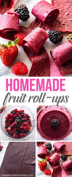 homemade fruit roll ups with berries and raspberries