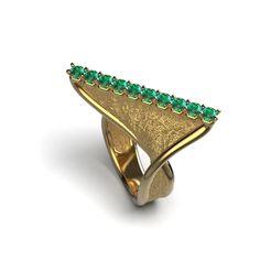 Scopri la bellezza dell'artigianato italiano con il nostro anello moderno Twisted Gold, caratterizzato da smeraldi vivaci e un design elegante e contemporaneo. Creato da Oltremare Gioielli, questo squisito anello presenta una fascia intrecciata unica con bordi lucidati e una superficie con texture terra, perfetta per coloro che apprezzano l'arte e la raffinatezza.
 La cresta superiore è ornata da 10 smeraldi naturali rotondi (2,8 mm ciascuno, circa 0,82 carati), che aggiungono un sorprendente tocco di verde che contrasta magnificamente con la ricca montatura in oro. Realizzato a mano in Italia e disponibile in oro 14k o 18k, questo anello è realizzato su ordinazione per coloro che cercano un gioiello lussuoso e personalizzato.
 Cerchi un tocco davvero unico? Personalizza questo anello con Twisted Gold Ring, Italian Gold Jewelry, Jeweled Earrings, Italian Jewelry, Ring Pendant Necklace, Men's Rings, Pendant Bracelet, Natural Emerald, Emerald Ring