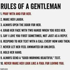 the rules of a gentleman are shown in red