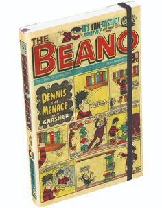 the beano comic book is open and on display