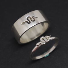 "Snake Wedding and Engagement Ring. You will get a set of 2 rings or 1 ring of your choice. Please write your size/sizes at the personalize section. Base Material: 925 Sterling Silver Men Ring Depth: 9mm (Approximately) Women Ring Depth: 5mm (Approximately) Metal Stamped: 925 Thickness: 1.5mm Ring Size: We can make from US 4 - 14. We accept half-size. Please state after order. SPECIAL ANNOUNCEMENT 1. Please visit https://www.etsy.com/shop/yhtanaff for more designs. 2. Subscribe our newsletter to Snake Wedding, Matching Promise Rings, Snake Gift, Friendship Ring, Couple Set, Her Ring, Couples Ring Set, Friendship Rings