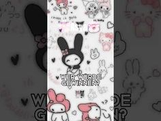 the back side of a cell phone case with an image of bunny and cat on it