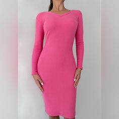 Stretch Cotton Pink Midi Dress Super Quality New Winter Pink V-neck Midi Dress, Pink V-neck Winter Midi Dress, Pink Winter V-neck Midi Dress, Butterfly Dress, Pink Midi Dress, 50's Dress, Special Occasion Dresses, Fit & Flare, Occasion Dresses