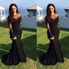 Black Mermaid wedding Dress,Long Sleeves lace black dress,Gothic wedding dress | eBay Evening Gown With Sleeves, Gown With Sleeves, Popular Prom Dresses, Stylish Gown, Muslim Evening Dresses, Robes D'occasion, Evening Dress Long, Black Mermaid, Plus Size Formal Dresses