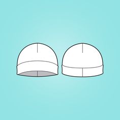 two white beanies sitting side by side on a blue background with the same color