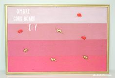 there is a pink and yellow poster with animals on it that says ombre cook board diy