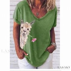 Lasaky - Loose Fit Fashion Short Sleeve T-shirt with Printed Design Fit Fashion, Tank Top Camisole, Sleeveless Tank Top, Printed Design, Sleeveless Tank, Olivia Mark, Types Of Collars, Clothing Patterns, Fitness Fashion