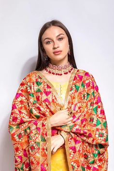 Traditional Mirror Phulkari - Etsy Phulkari Dupatta Suits, Traditional Mirror, Phulkari Dupatta, Traditional Mirrors, Cashmere Wrap, Plum Color, Rust Color, Indian Wedding, Desi