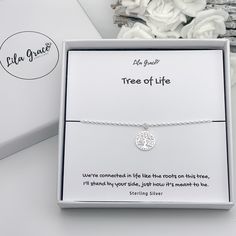 "Sterling Silver bracelet with tree of life charm. Ideal gift for a family member or loved one as the jewellery card can be personalised to add your own little message. Range of bracelet sizes available to choose from including the multi size bracelet that is fully adjustable.    WHAT YOU GET - Sterling silver tree of life bracelet - Jewellery Card and Resealable clear bag - Optional Jewellery Box   SIZES - The average UK adult size is 7-7.5 inches Multi Size 6\" to 8\" (6 inch chain + 2 inch ex Adjustable Meaningful Jewelry For Gifts, Minimalist Charm Bracelet For Mother's Day, Personalized Silver Jewelry Gift Box, Spiritual Charm Bracelet For Mother's Day Gift, Adjustable Jewelry With Gift Box, Hypoallergenic Spiritual Charm Bracelet As Gift, Mother's Day Sterling Silver Charm Bracelet Gift, Mother's Day Sterling Silver Charm Bracelet, Personalized Round Charm Bracelet Gift