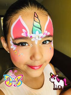 Animal Face Paint Ideas For Kids, Unicorn Face Paint, Painting Unicorn, Face Painting Ideas