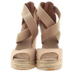 Tory Burch Peep Toe Cork Wedge Guc Size 8 Beige Closed Toe Wedge Sandals With Wrapped Heel, Beige Wedge Heel Sandals With Wrapped Heel, Espadrille Wedge, Espadrilles Wedges, Tory Burch Shoes, Cork Wedge, Wedge Sandals, Tory Burch, Cork