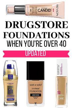 The Best Drugstore Foundations for Women Over 40 - I've updated the list to include a new favorite from L'Oreal!  #drugstorefoundation #over40 Best Makeup Products Over 40, Best Drugstore Concealer For Dry Skin, Foundation For Women In Their 40s, Cream Foundation Drugstore, Best Drugstore Makeup Over 40, Best Drugstore Foundation For Over 40, Foundation Over 40, Best Drugstore Makeup For Dry Skin, Best Drugstore Makeup 2024