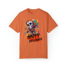 Get ready to haunt in style on Halloween with our unique t-shirt! Our exclusive design will make you the life of the Halloween party, you will be the center of attention and the most popular with this design that does not go unnoticed! But that's not all, our t-shirt is simply spectacular! It is printed on a high-quality unisex t-shirt, made from heavyweight cotton that ensures comfort and durability. It cannot be missing from your wardrobe, as it is always in fashion and in tune with the casual Halloween Fan Merchandise T-shirt With Sublimation Print, Halloween Band Merch T-shirt With Graphic Design, Halloween Graphic Design Short Sleeve T-shirt, Spooky Skull Print T-shirt For Streetwear, Casual Halloween Graphic T-shirt, Halloween Short Sleeve T-shirt For Streetwear, Halloween Graphic Crew Neck T-shirt, Short Sleeve T-shirt For Halloween Streetwear, Custom Print Band Merch T-shirt For Halloween