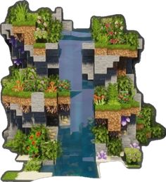 an image of a river with plants growing out of the top and bottom part of it