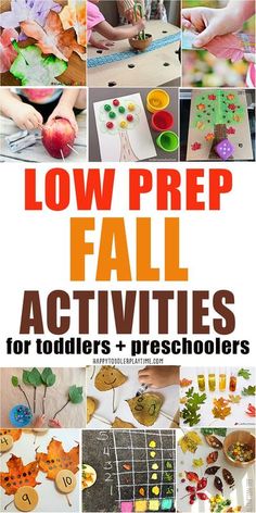 an image of fall activities for toddlers and preschoolers