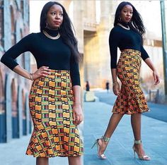 Ankara pencil skirt is a little bellow knew with flare very unique and fine  Standard measurements  .You can send in your measurements for customised size. Pencil Skirt Designs, African Outfits For Women