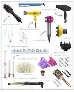 It's hard enough to do your own hair but not having the right tools is even harder. Here are my favorite hair tools that get the job done! | RidgelysRadar.com #besthairtools #favoritehairtools #hairdryer #curlingiron #flatiron #showercap #hairpins #velcrorollers #diffuser Blow Dryers, Hair Care Tools, Hair Solutions, Hairstyles For Short Hair, Wand Curls, Hair Routines, Dryers