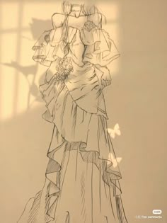 a drawing of a woman standing in front of a window