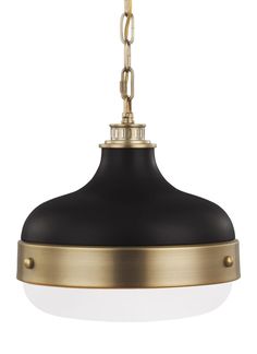 an antique brass and black pendant light