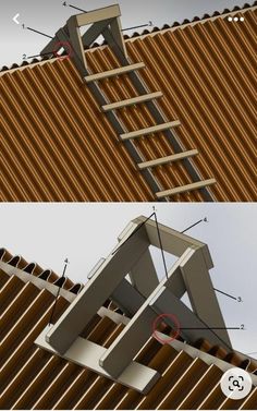 an image of a ladder going up the side of a building with instructions on how to use it