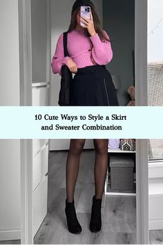 An effortlessly chic outfit pairing a simple skirt with a cozy sweater for a cute and aesthetic look that will have you feeling stylish and comfortable all day long. Click here for fashion inspo!