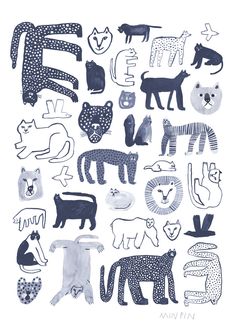 an image of animals that are drawn on paper