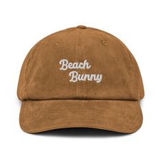 Get beach-ready with our Beach Bunny Vintage Corduroy Hat 🏖️🐰, the perfect beach accessories either as surf cap, beach enthusiasts, and beach bachelorettes alike. Crafted from high-quality corduroy, this surf hat offers both style and comfort for your sunny adventures ☀️. Whether you're catching waves 🌊 or celebrating by the shore 🥂, our Beach Bunny corduroy hat adds a playful and fashionable touch to your beach scene attire 👒. Embrace the beach vibes and make a statement with this eye-catc Adjustable Cotton Dad Hat For Beach, Cotton Beach Baseball Cap, Summer Dad Hat With Curved Brim, Beach Cotton Baseball Cap, Cotton Snapback Hat For Beach, One Size, Trendy Cotton Trucker Hat For Beach, Adjustable Cotton Snapback Hat For Beach, Trendy Vacation Dad Hat Snapback, Trendy Snapback Dad Hat For Vacation