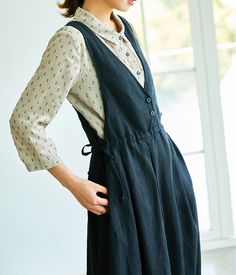 Linen Dress Outfit, Linen Dress Women, Summer Linen Dresses, Wool Coat Women, Womens Fall Dress, Cotton Dress Summer, Summer Linen, Loose Style, Fashion Mode