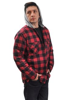 RELAXED FIT. Perfect for layering in the winter or during cool fall evenings, this relaxed fit hooded flannel doesn't restrict movement and leaves room for layering on colder days INSULATED WARMTH. Crafted with diamond black quilted polyester padding, and a hood lined with a soft jersey knit material, this flannel is guaranteed to provide extra warmth and comfort FUNCTIONAL STYLE. This 100% cotton brushed flannel with a 100% polyester quilted lining, is made with style in mind. Wear it on the jo Plaid Flannel Shirt For Winter Outdoor Activities, Plaid Flannel Shirt For Outdoor Winter Activities, Plaid Flannel Shirt For Winter Outdoor, Winter Outdoor Long Sleeve Flannel Shirt, Plaid Flannel Shirt For Winter, Winter Outdoor Plaid Hooded Jacket, Plaid Hooded Jacket For Winter Outdoors, Winter Plaid Hooded Jacket For Outdoor, Plaid Hoodie For Winter Outdoor Activities