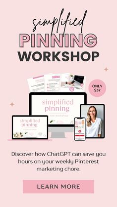 Pinterest marketing for business is a lot of work but not when you have ChatGPT. Save hours on your weekly pinning chore with ChatGPT and Canva. In the Simplified Pinning Workshop, you'll discover innovative ways to use A.I. to speed up your pin creation and scheduling. Watch the workshop to see how and get your companion workbook. Magic Tools, Marketing For Business, Pinterest Business Account, Get More Followers, Create Content