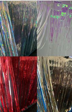 four different colored tinsels are shown in the same color as each other,