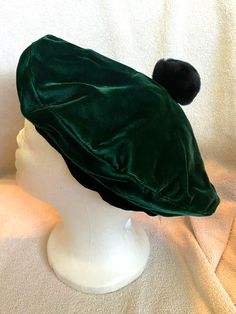 pom pom black velvet trim Velvet Hat, Velvet Trim, Beret Hat, Henri Bendel, Green Velvet, Black Velvet, Pom Pom, Velvet, Trim