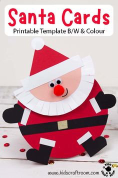 santa card with the text, free printable template for kids to use on christmas cards