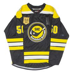 a hockey jersey with the number 50 on it and an image of a team's logo