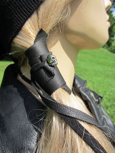 Ponytail holder Hair Wrap TiesBiker Style Hair wrapsGoth WearLeather Wraps around hair with long string ties wrap around to keep hair tight and complete the look!1 or set of 2  Hair wrapGenuine  LEATHER hair wrap tiesBy Vacationhouse***Choice of 10 colorsEASY to Attach.All Leather hair wraps & accessories...https://www.etsy.com/shop/Vacationhouse?section_id=10686460&ref=shopsection_leftnav_5&ga_search_query=Z101One size fits most.. .IF you have extremely thick hair..PLEASE let me kno Adjustable Black Punk Hair Accessories, Black Headband Hair Accessories For Festival, Black Headband For Festival, Black Festival Headband Hair Accessories, Black Festival Hair Accessories Headband, Black Bohemian Headband Hair Accessories, Black Bohemian Headband, Extremely Thick Hair, Leather Hair Wrap