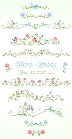 floral borders with flowers and leaves