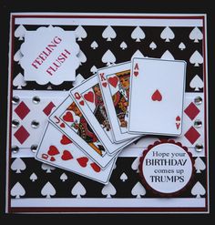 Playing Card Birthday Cards, Diy Birthday Cards, Playing Cards Art, Male Birthday, Poker Card, Hunkydory Crafts