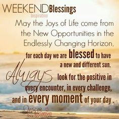 an image of a beach scene with the words weekend blessing