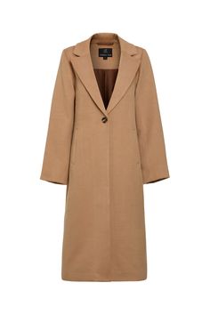 The Belle De Jour Coat is designed with vegan cashmere wool in a timeless camel colourway. Featuring a wide lapel collar, tailored fit, and a silhouette that reaches the knees. This coat can be styled over formalwear or with a jumper and denim for a relaxed look. Size & Fit– Standard fit– Model is 175cm / 5'9" tall, size 8 AU / 4 US and wearing size S– See size guide above for garment measurements Brown Wool Coat With Notch Lapel For Work, Chic Brown Wool Coat With Notch Lapel, Long Camel Wool Coat For Work, Brown Wool Notch Lapel Coat For Work, Camel Long Wool Coat For Workwear, Chic Camel Wool Coat For Work, Elegant Camel Outerwear For Office, Elegant Camel Formal Outerwear, Camel Lapel Collar Outerwear For Work