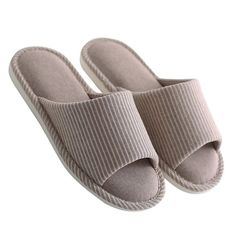 Women's and Men's House Slippers Non-slip Open Toe Couple Sandals Knitted Cotton Mules Shoes - Brown - C3183Y6H40R - Men's Shoes, Slippers  #Slippers #Men's #Shoes # #Slippers Beige Slip-on Comfortable Slippers, Casual White Slippers For Home, White Casual Slippers, Casual White Home Slippers, Indoor Closed Toe Slippers For Summer, Comfortable Indoor Sandals For Summer, Closed Toe Indoor Slippers, Beige Non-slip Closed Toe Slippers, Summer Indoor Closed Toe Slippers