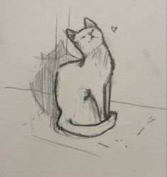 a drawing of a cat sitting on top of a table