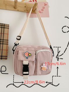 Bag For Love -Cartoon & Buckle Decor Canvas Crossbody Bag - Women Crossbody Product Description Color Pink Strap Type Adjustable Pattern Type Cartoon Style Preppy Bag Size Small Quantity 1 piece Type Square Bag Composition 100% Cotton Material Canvas Size Chart INCH CM Size Bag Width Bag Height Bag Length Strap Length one-size 2.4 6.7 8.7 47.2 Size Bag Width Bag Height Bag Length Strap Length one-size 6 17 22 120 Similar Products h2 { text-align: center; } .red-box { width: 100%; display: flex; Cartoon Style Large Capacity School Bag, Cute Satchel Bag With Pockets, Kawaii School Bag With Pockets, Cute Rectangular Bag With Pockets, Cartoon Style Large Capacity Bag For Travel, Kawaii Travel Bag With Pockets, Pink Chest Bag With Mobile Phone Pocket For School, Pink Chest Bag With Mobile Phone Bag For School, Pink Shoulder Chest Bag With Mobile Phone Pocket