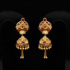 Discover the allure of Handmade Gold Jewelry at https://morvijewels.etsy.com/   Get a dazzling 25% off on all our 22k and 18k gold pieces. Don't miss out on this limited-time offer. Shop now and embrace the radiance of gold!Beautiful 22 Karat Gold Handmade Earrings jhumki Traditional Design jewelry Gold Purity- 22k yellow Gold Length - 3.6  cm approx Width - 1.2 cm approx  Weight - 8.84  grams approx the earrings come with normal backs or push or screw. if you want real please let me know. Click Wedding Jhumkas With Intricate Dangle Design, Wedding Dangle Jhumkas With Intricate Design, Temple Jewelry Danglers With Latkans For Wedding, Traditional Gold Bridal Earrings For Marriage, Traditional Gold Bridal Earrings For Wedding, Gold Chandbali Earrings For Wedding, Gold Chandbali Earrings For Marriage, Dangle Latkan Jhumkas For Weddings, Festive Intricate Design Earrings For Wedding