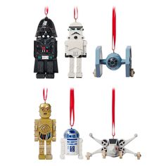 star wars ornament ornaments are hanging from strings